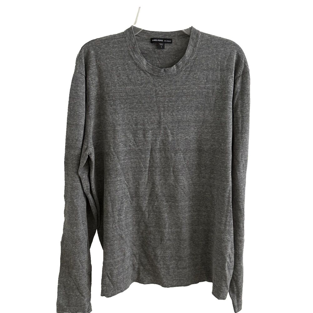 EUC JAMES PERSE Gray Long Sleeve Crew Neck Slub Cotton T-Shirt Sz 1 Small
